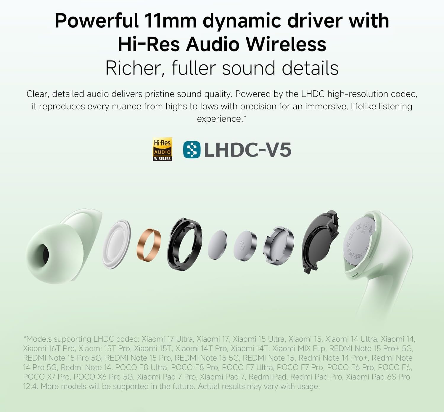 XIAOMI Redmi Buds 8 Prawdziwe bezprzewodowe słuchawki Bluetooth, aktywna redukcja szumów, 50 dB, 3 mikrofony AI, dynamiczny głośnik 11 mm, dźwięk Hi-Res, autonomia do 11h+44h, IP54, czarne