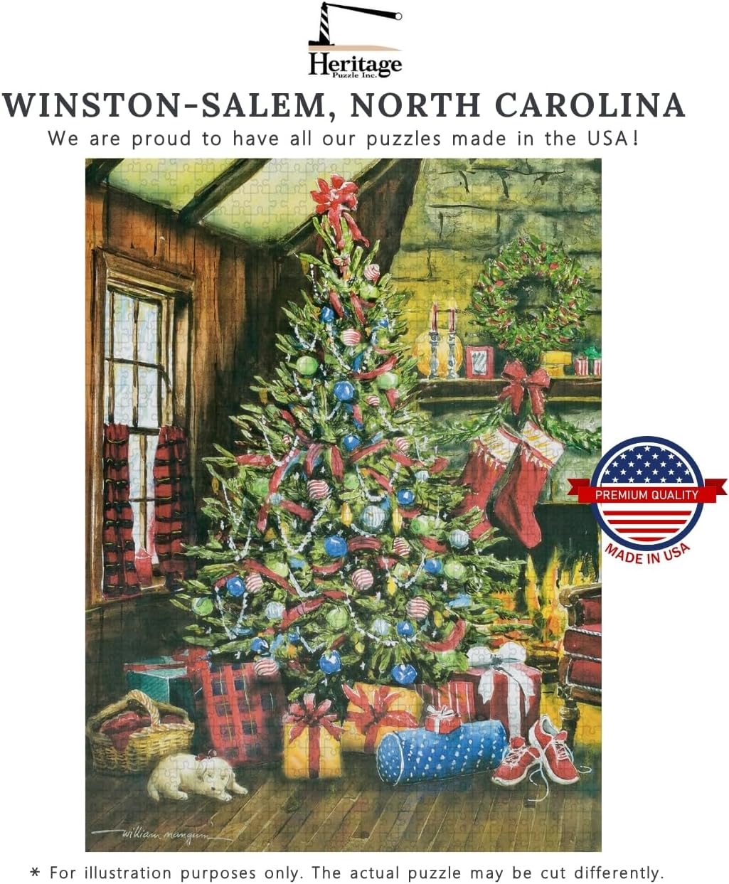 Heritage Puzzle - O' Christmas Tree by William Mangum - 550 Piece Puzzles for Adults - Christmas Theme Jigsaw Puzzles - Frameable Holiday Theme Jigsaw Puzzle 18" x 24" Finished Size