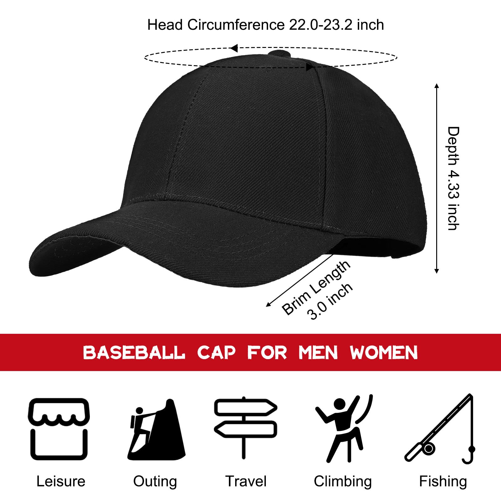 8 gorras de béisbol de tamaño ajustable para hombres y mujeres, correr, entrenamientos y actividades al aire libre, 8 colores, Vintage Color, Talla única 3