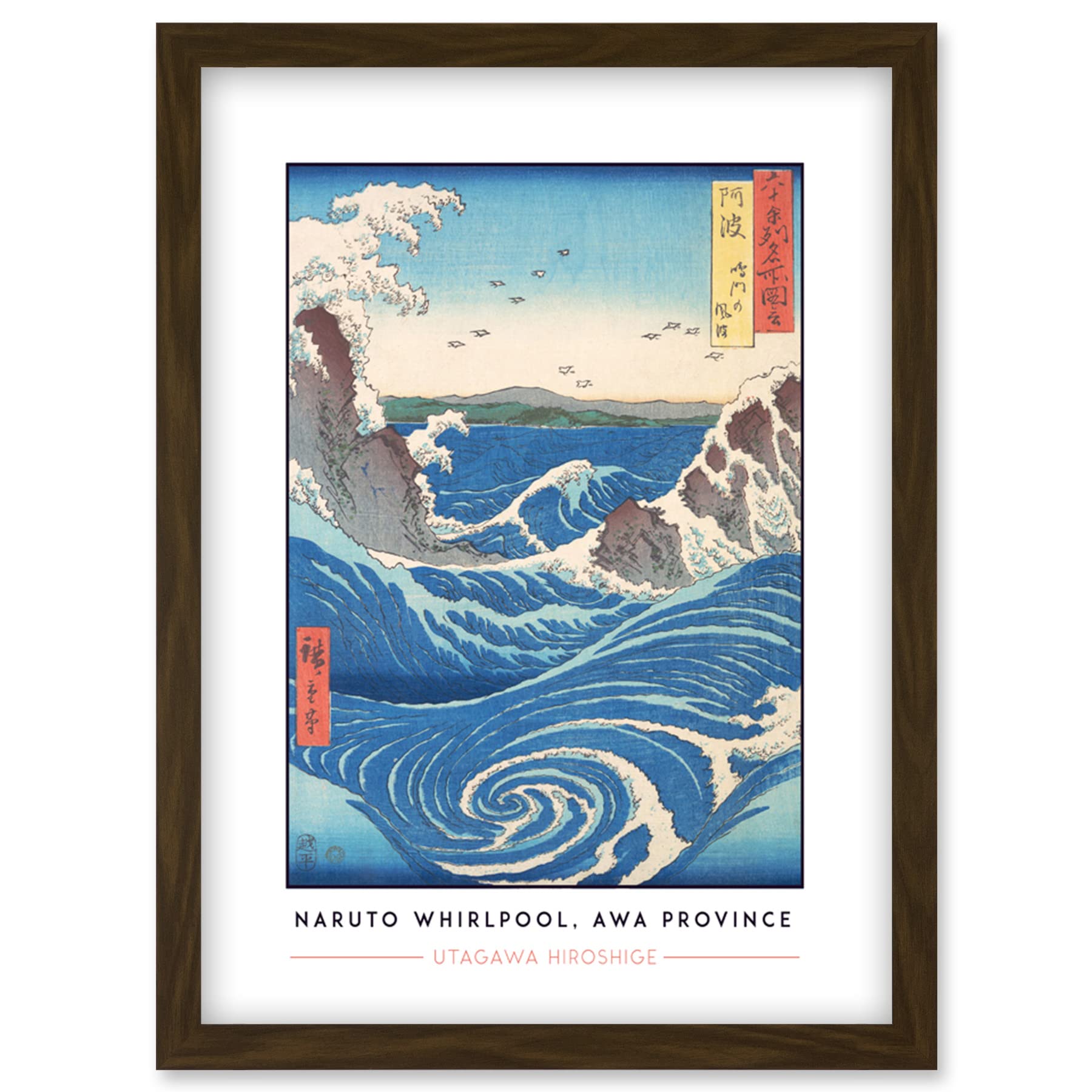 Wee Blue Coo Utagawa Hiroshige Naruto Whirlpool Awa Province Painting Artwork Framed Wall Art Print A4