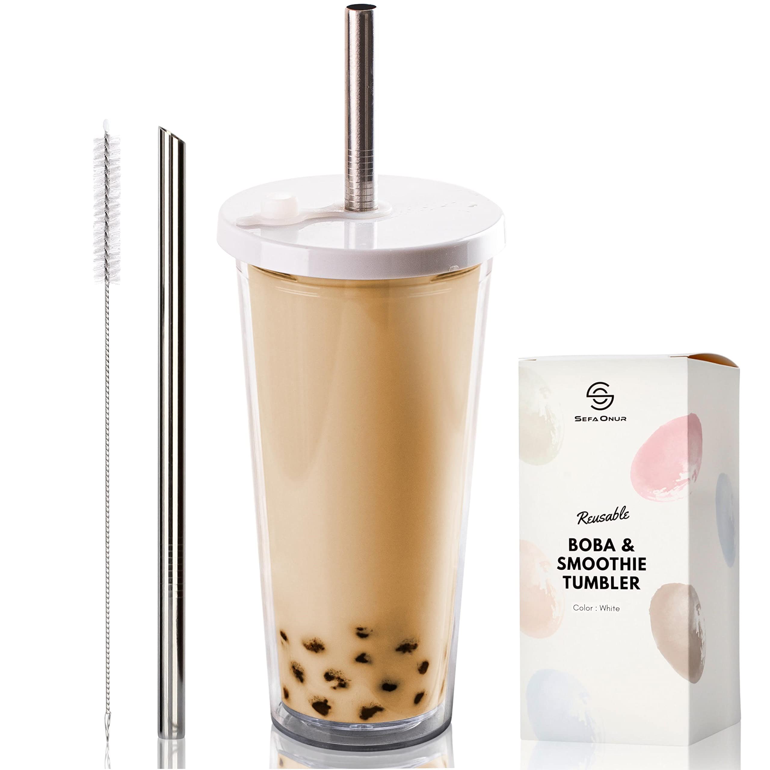Buy 24 Oz Reusable Boba Cup, Bubble Tea Cup, Double Wall Insulated, Boba Tea Cup, Reusable Boba