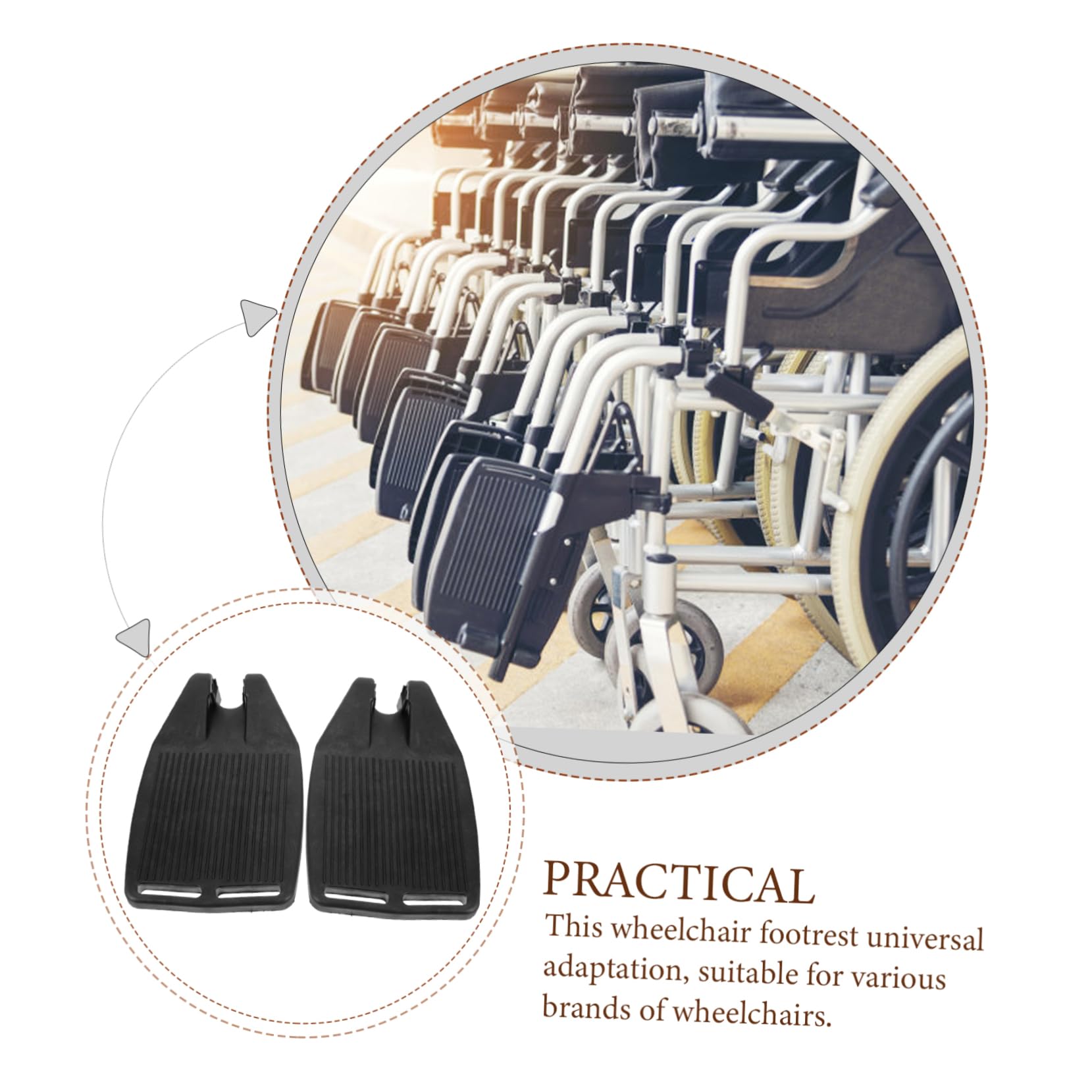 IWOWHERO Universal Wheelchair Footrest Set Replacement Footplates for Wheelchair Elevating Pedal Design