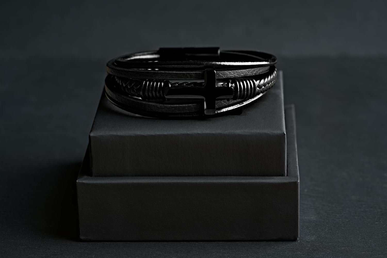 Cross Bracelet for Men - Genuine Leather Religious Bracelets | Stylish Christian Bracelet for Men - Perfect Faith Accessory | Mens Cross Bracelet - Christian Jewelry