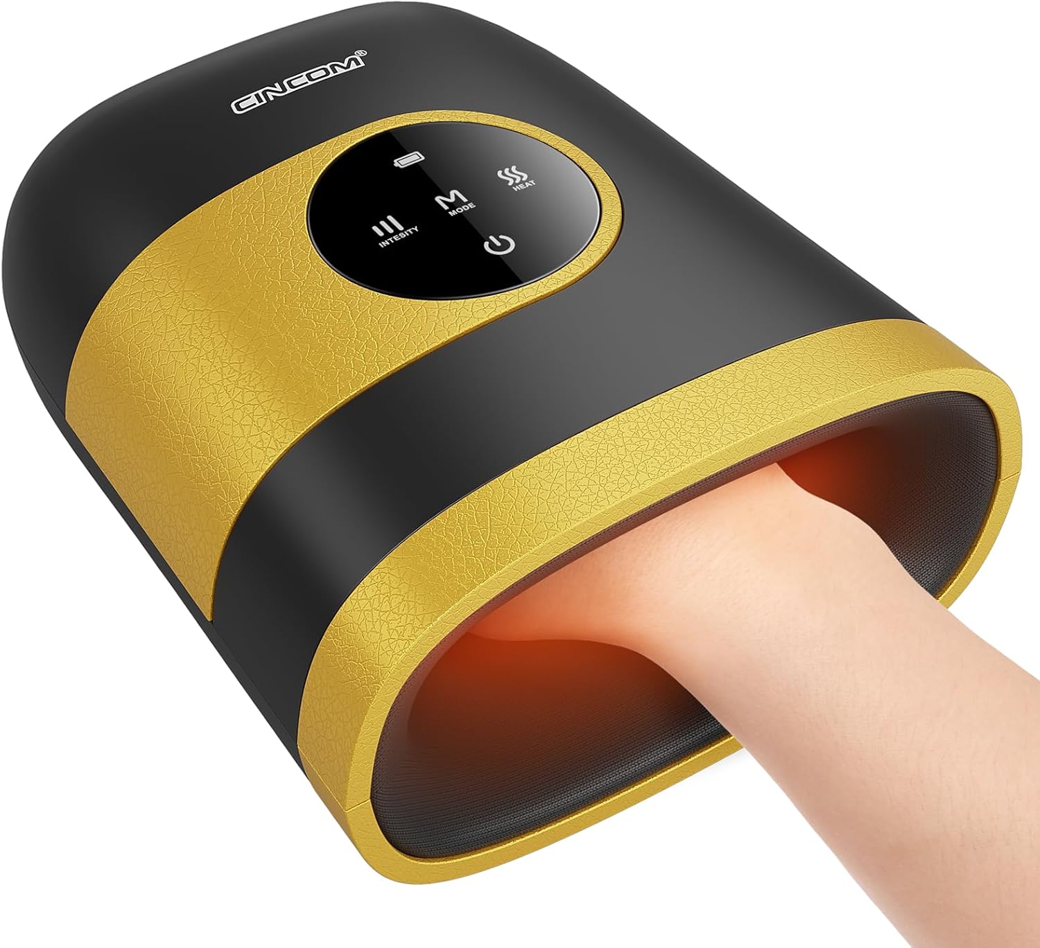 CINCOM Upgraded Hand Massager, Cordless Hand Massager with Heat and Compression for Arthritis, Carpal Tunnel and Stiff Joints, Fathers Mothers Day Gifts (Black & Yellow)