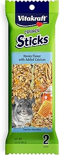 Vitakraft Crunch Sticks Honey Flavor with Added Calcium Chinchilla Treat (2 Sticks), 3.5 oz, Brown