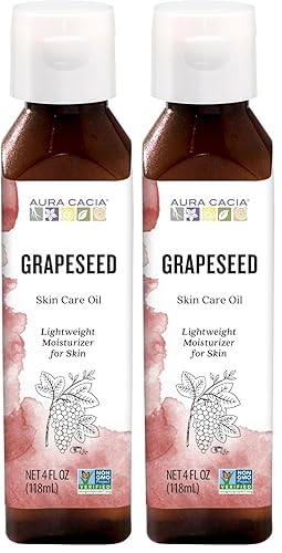 Aura Cacia Aceite para el cuidado de la piel de semilla de uva GCMS probado para pureza 4.0 fl oz (4 onzas líquidas) (paquete de 2)