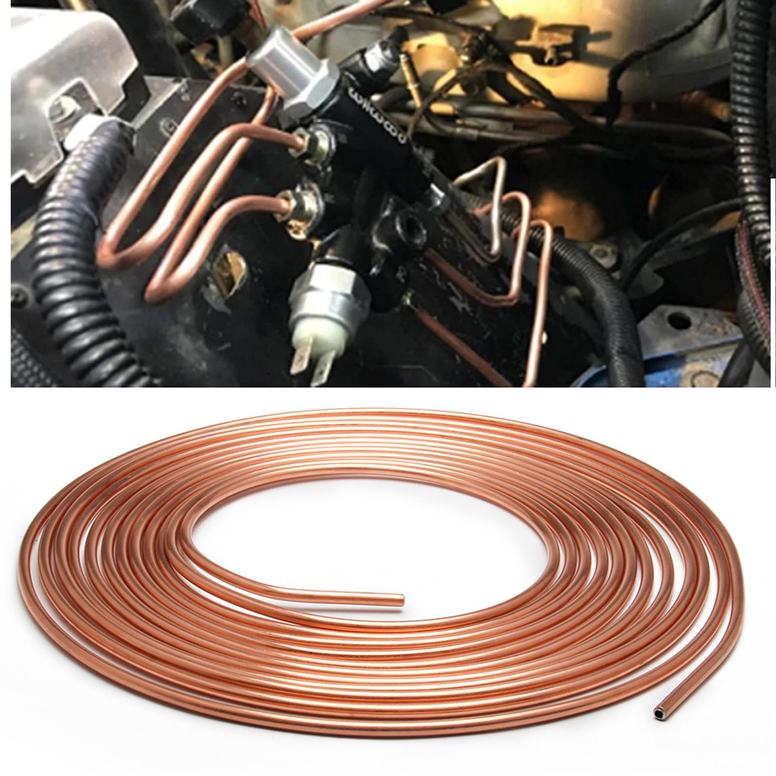 Kit di guida generale del freno in rame da 25 ft/7,62 m con 16 dadi da 1/4", tubo freno in nichel rame per parte di ricambio per auto