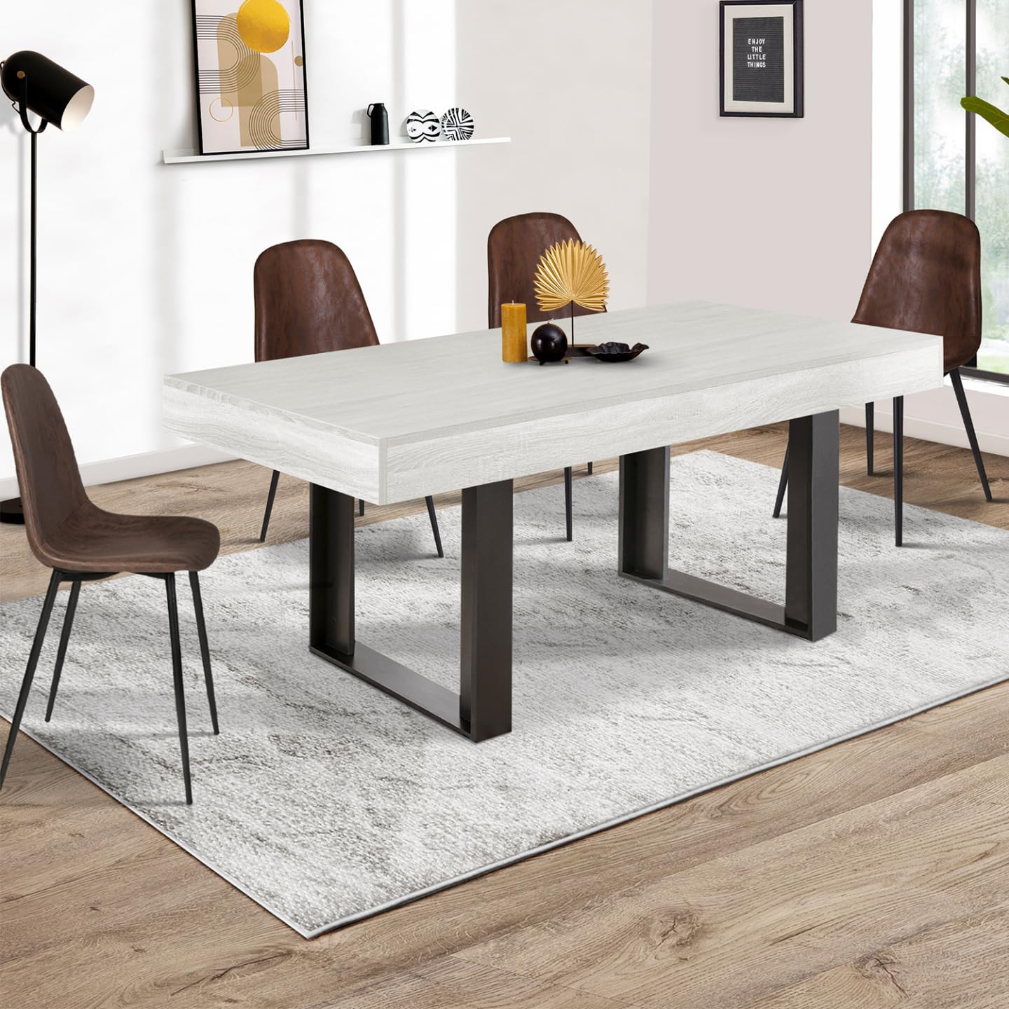 IDMarket PHOENIX - Mesa De Comedor Rectangular Para 6 Personas