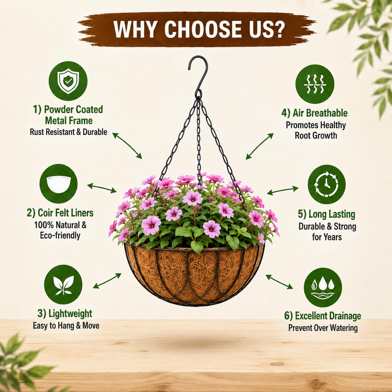 Bio Blooms Coir Hanging Pots - 4 Pack -3 Bio Blooms Coir Hanging Pots - 4 Pack -3