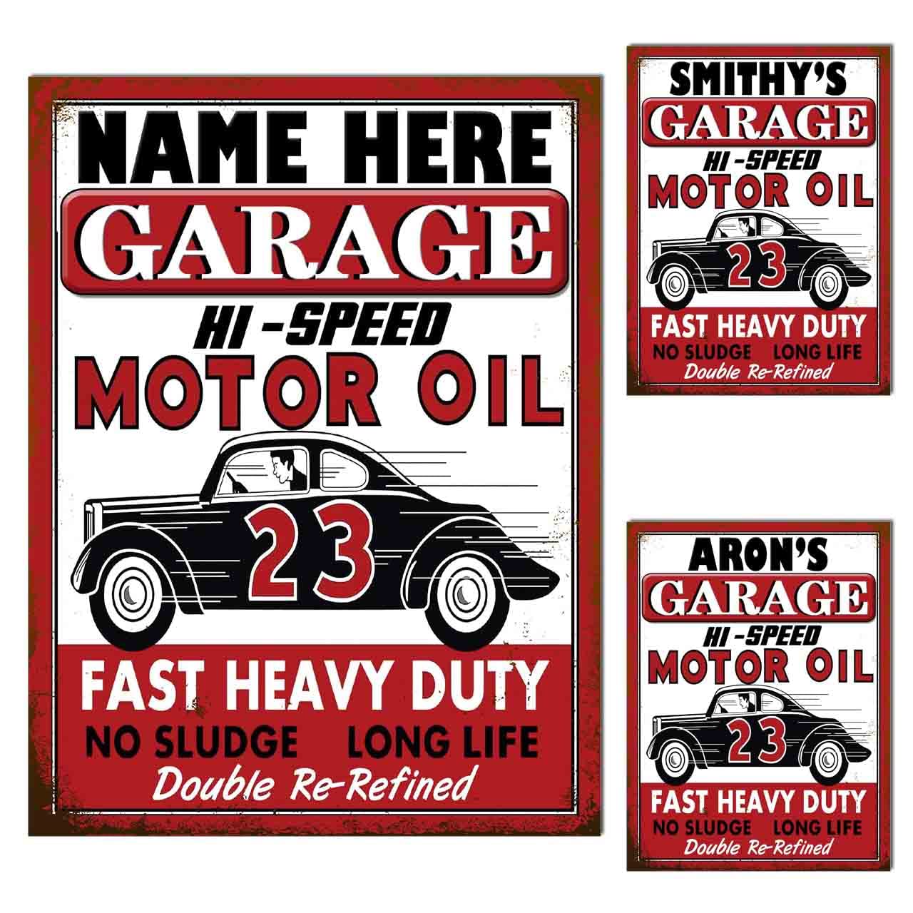 Metal Tin Sign Plaque Poster Print Personalised Garage Sign Gift Dad Mum Man Cave Shed Home Bar Tiki Bar Fathers Day S1 (8x6 inches (Approx) 20cmx15cm, Hi Speed Motor Oil)