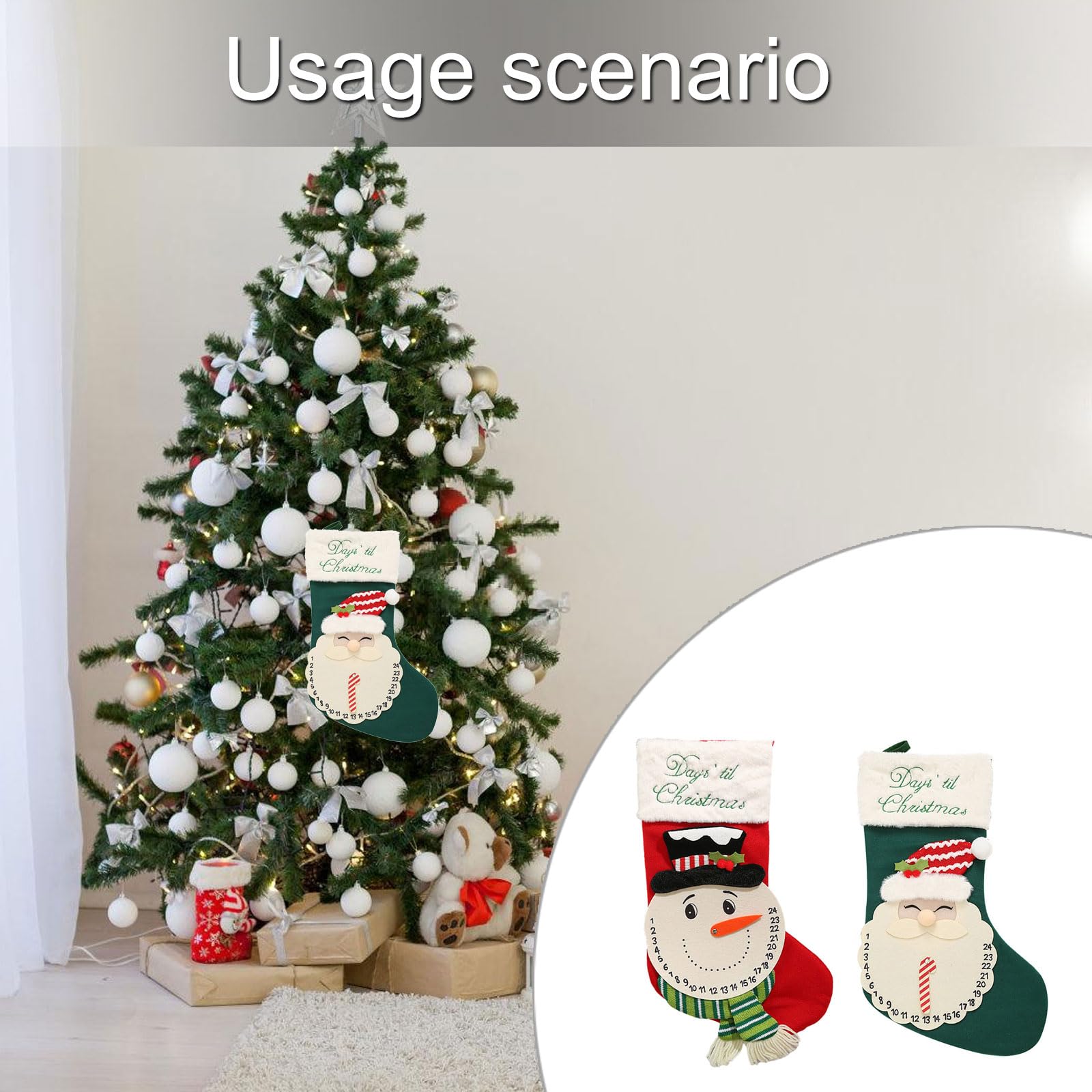 Amazon.co.jp: HXNH クリスマスニットストッキング サンタと雪だるま