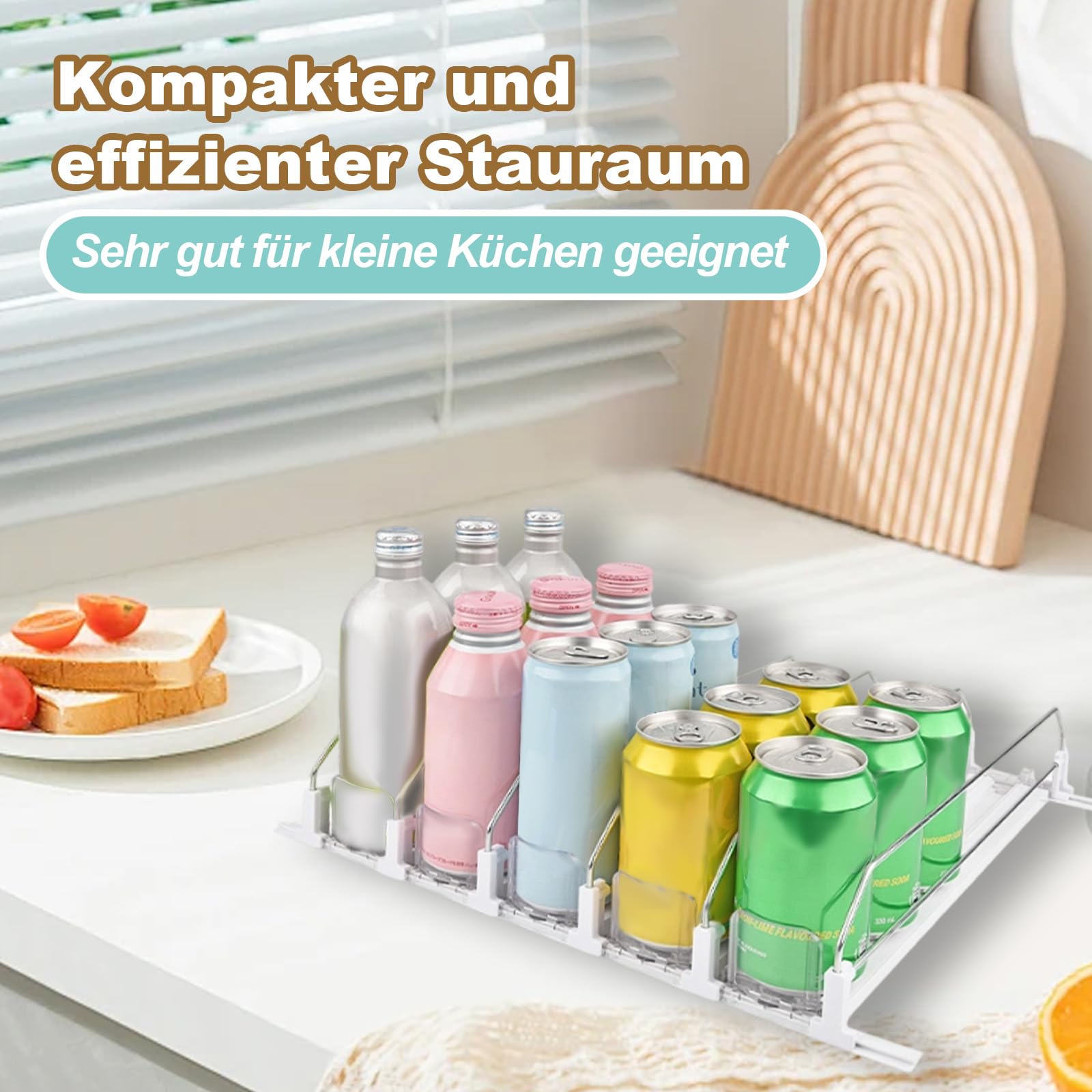 KüHlschrank Organizer Für Aluminiumdose, Dosen Organizer, Automatisches KüHlschrank Organizer Dosen, EIN Fach Bietet Platz Für 4 Getränkedosen (4 Stück)