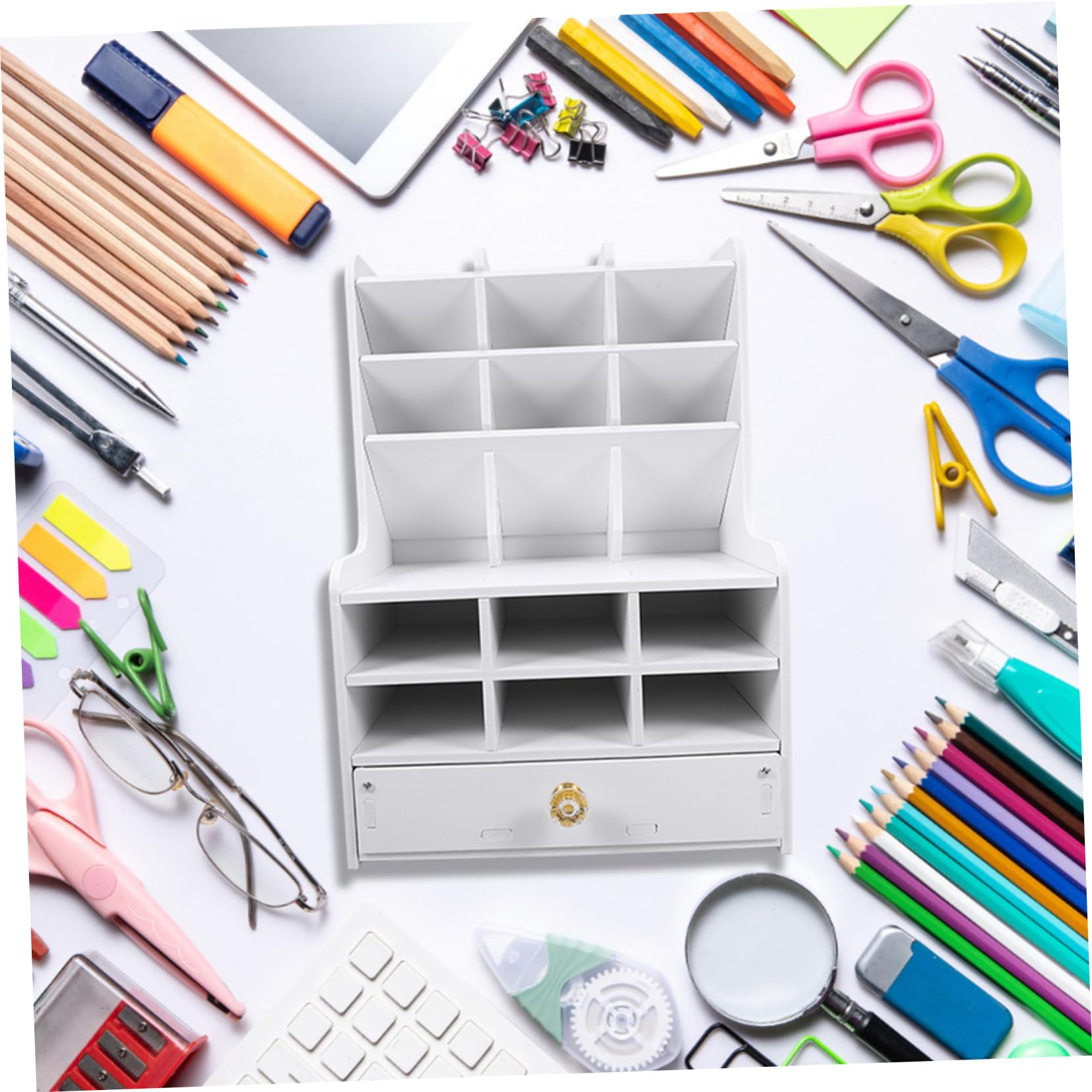 Angoily Organizer per Penne da Scrivania Organizer per Cancelleria Scatola Portaoggetti in Pvc Resistente Scomparti Multipli per Penne e Pennarelli