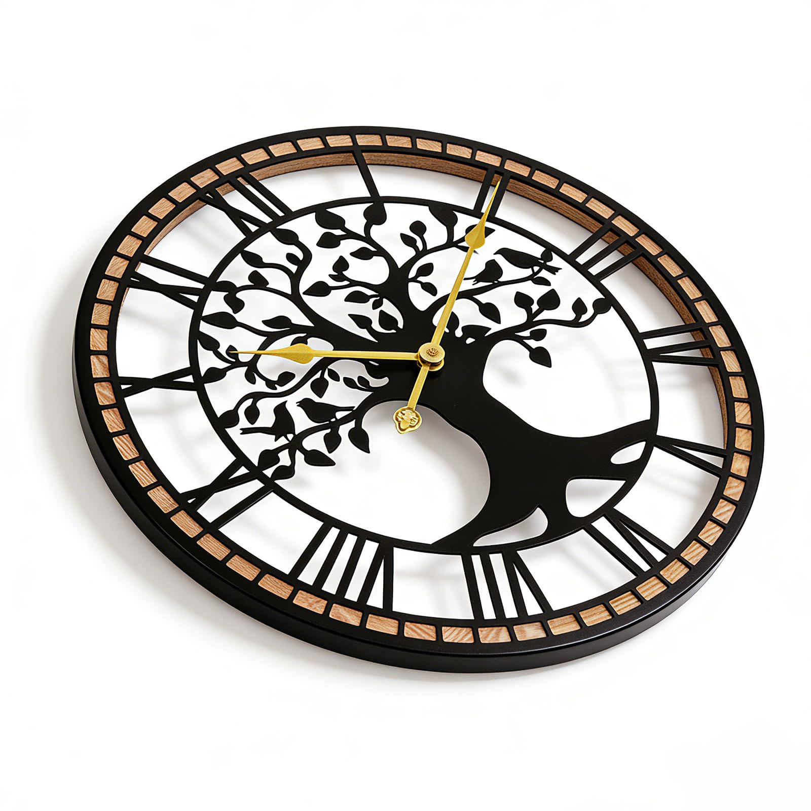 Wanduhr Groß,51/60/80CM Wanduhr Holz,Baum des Lebens und Holzrahmendesign,Stumm - Kein Tickendes Geräusch,für Esszimmer,Schlafzimmer,Küche,Büro,Wanduhr Wohnzimmer