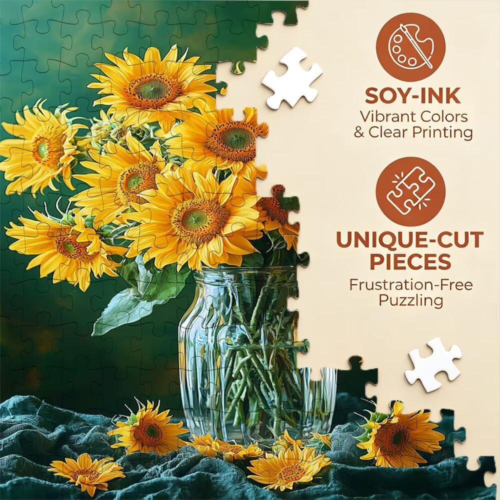 Puzzle 3000 Pezzi, Vaso Di Girasole 3D Puzzle per Adulti Impegnativo, Educa Puzzles Artistico, Divertente E Stimolante Puzzles Decorativo per La Famiglia, Regalo e Decorazione Pareti DX0YL6-924
