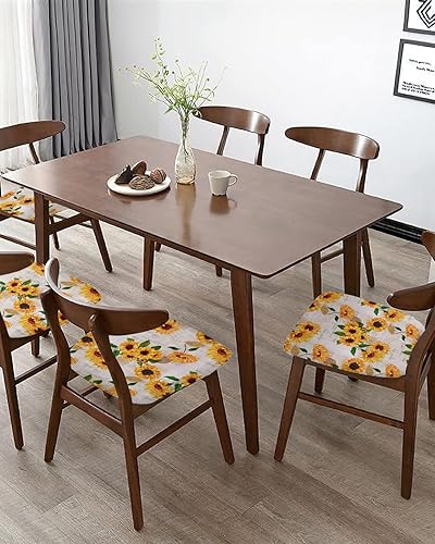 Miniatura 5 de Scominoc Juego de 4 fundas de asiento de girasol para sillas de comedor, fundas elásticas florales de cojín para sillas de comedor, extraíbles y