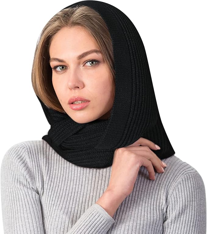 TAGVO Hat Scarves 2 in 1, Windproof Knit Balaclava, Winter Soft Pullover Knit Scarf Beanie