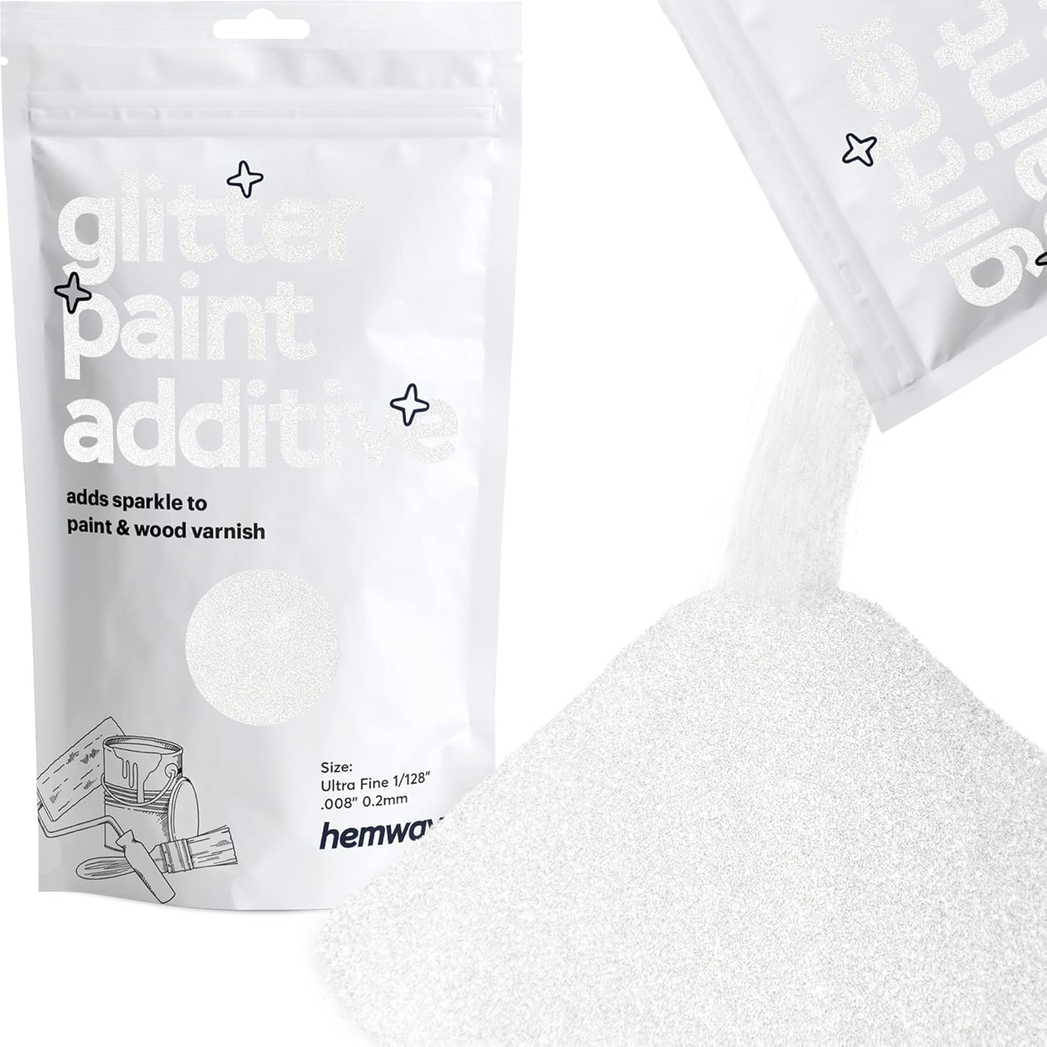 Hemway (White) Glitter Paint Additive Crystals 100g / 3.5oz for Acrylic