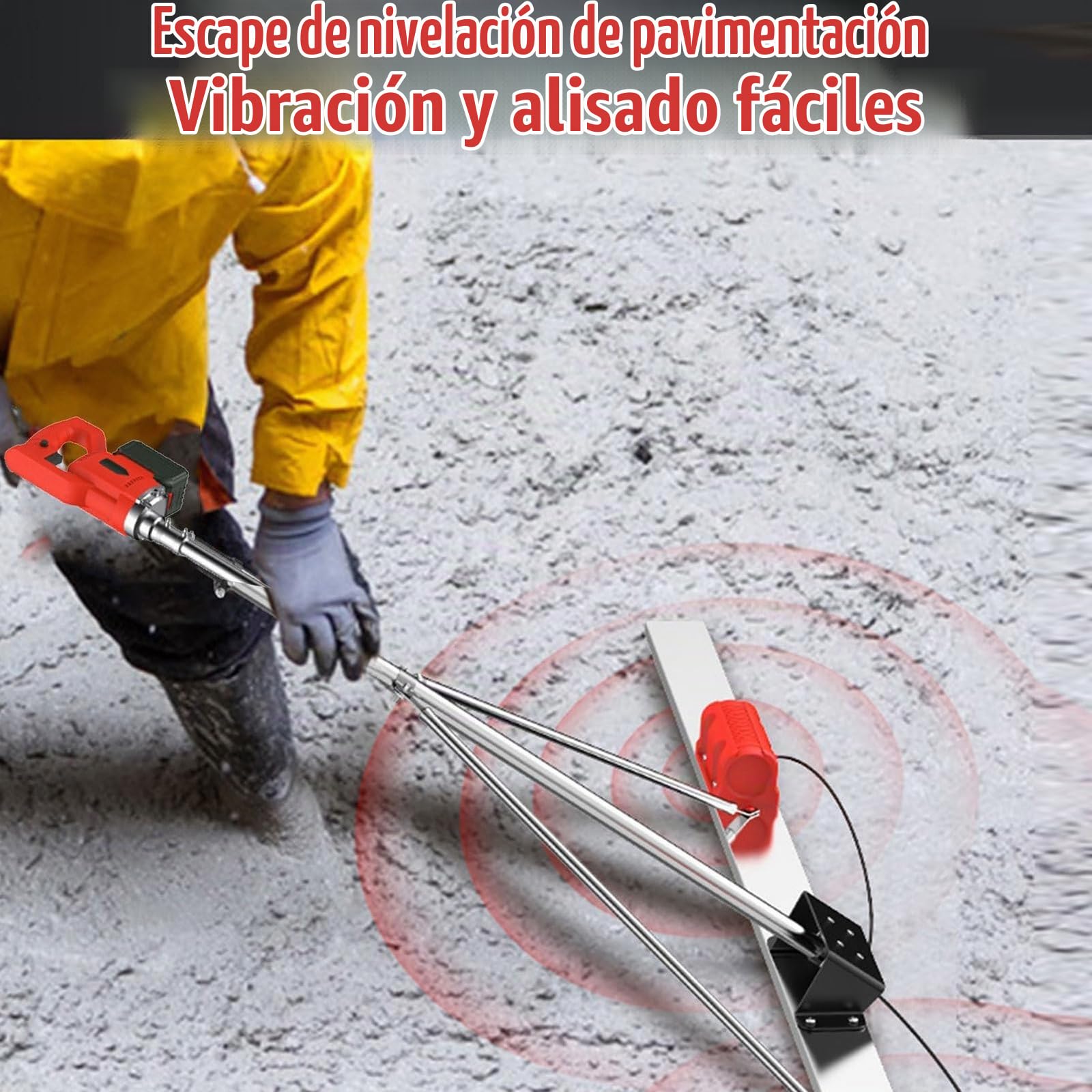 Herramienta vibratoria de hormigón,Herramienta de acabado de hormigón con regla eléctrica,Paleta de hormigón con batería de litio,Nivelación de superficies de cemento con regla inalámbrica eléctrica