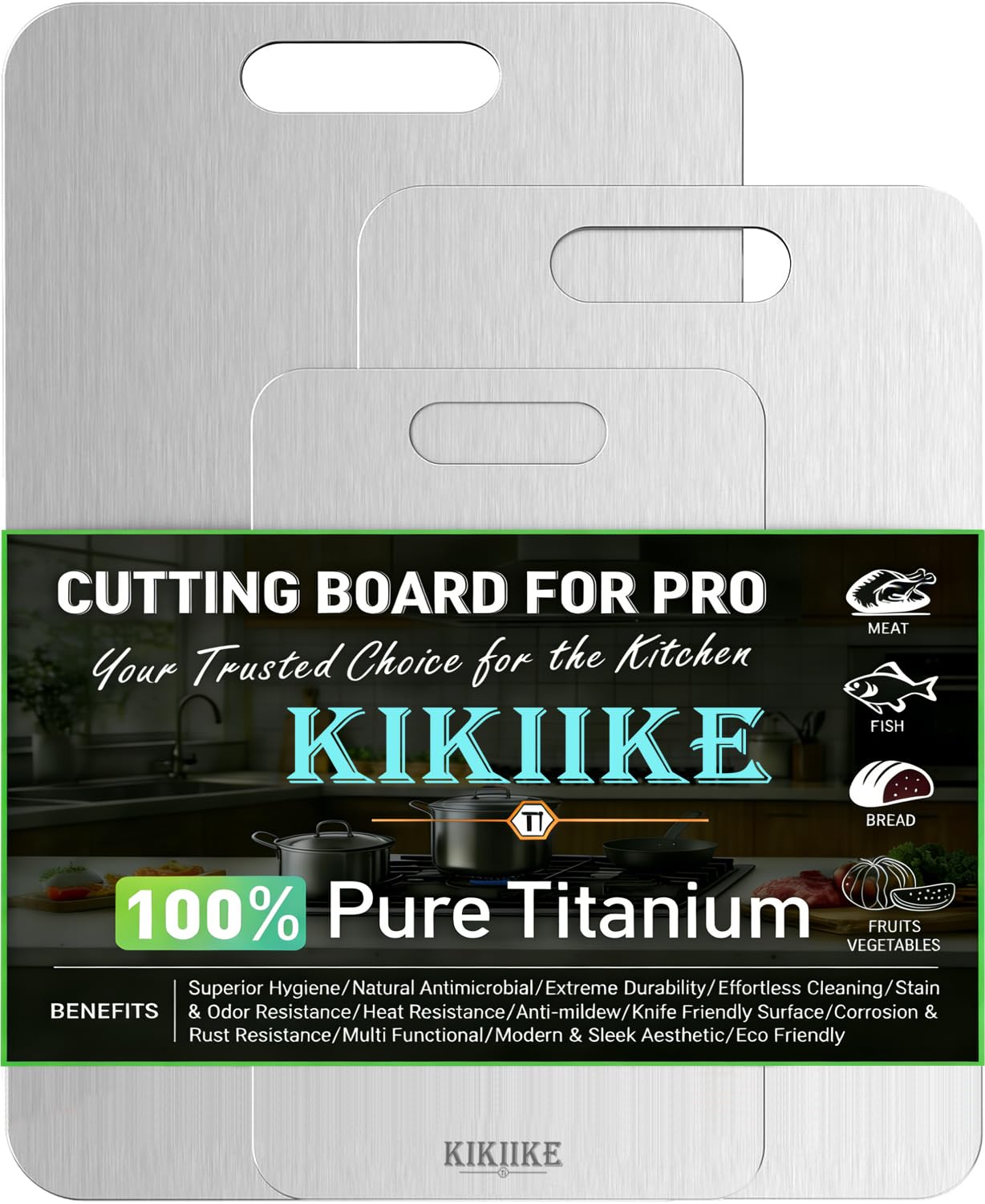 Titanium Cutting Board 3-Piece Set Pure Titanium Cutting Boards