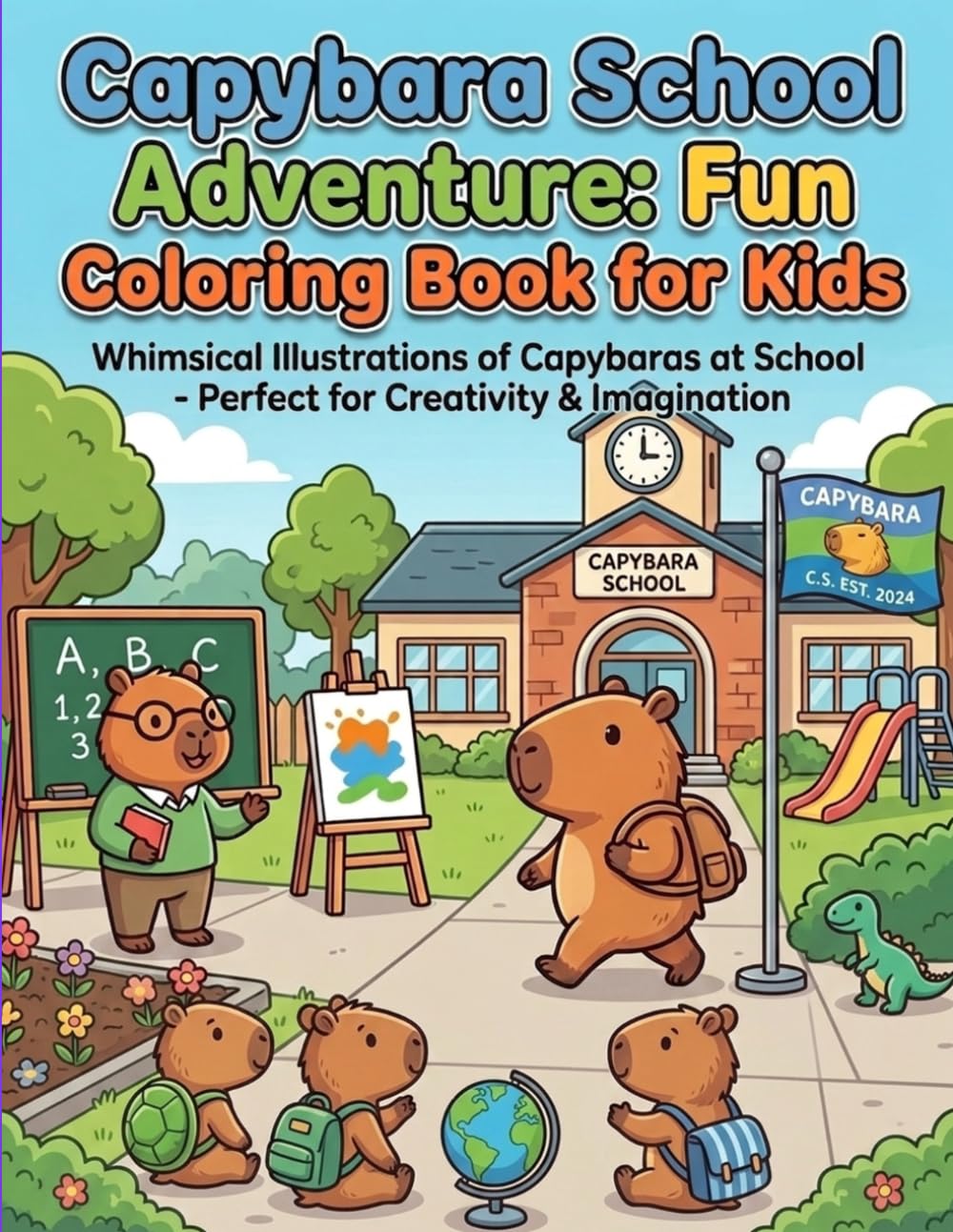 Capybara School Adventure: Fun Coloring Book for Kids: Whimsical Illustrations of Capybaras at School - Perfect for Creativity & Imagination