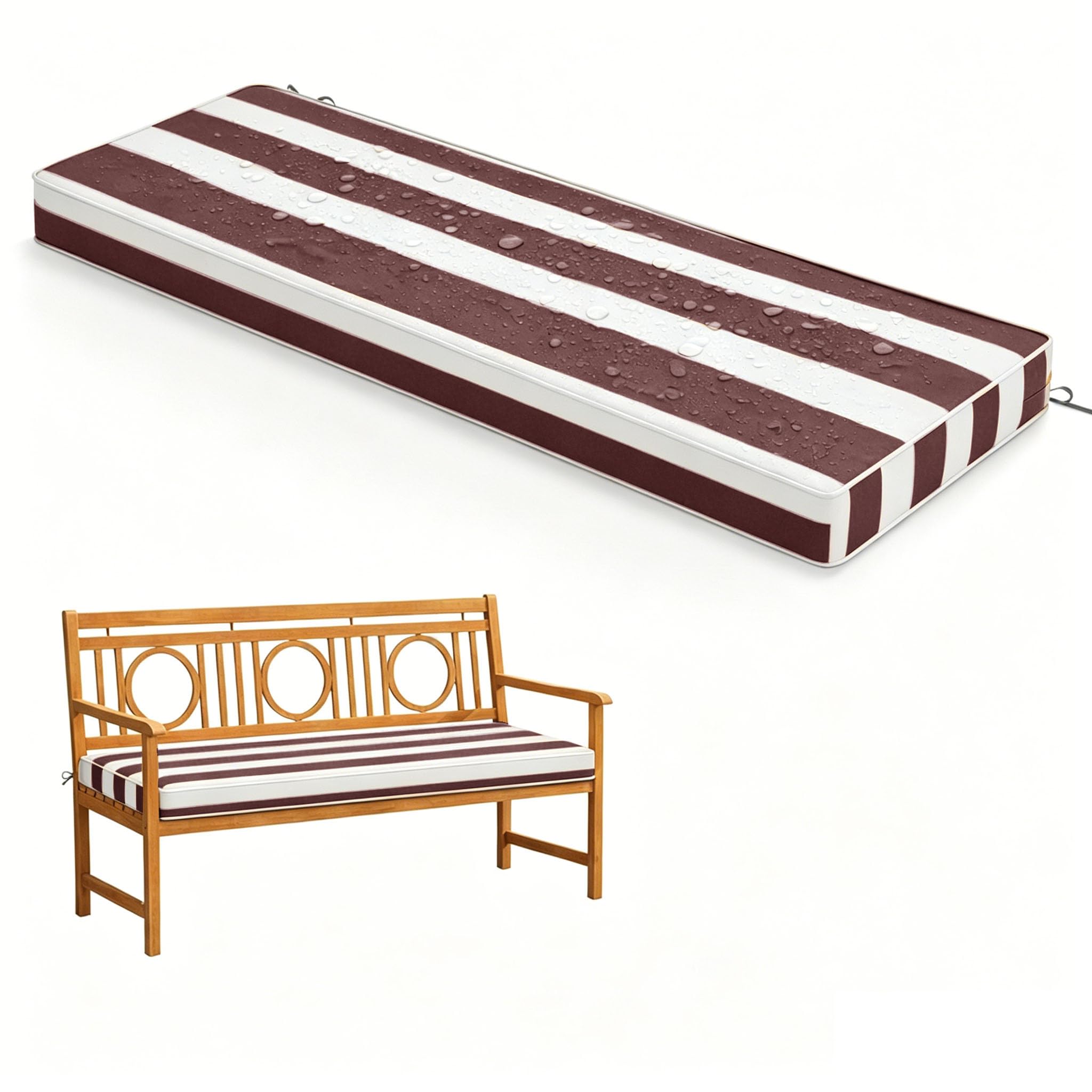 WLXFF stripe Waterproof Garden Bench Cushion Outdoor Swing Seating Pad Thick Foam Garden Furniture Pad Bench Cushions for Indoor Furniture Waterproof seat pads for garden chairs Indoor