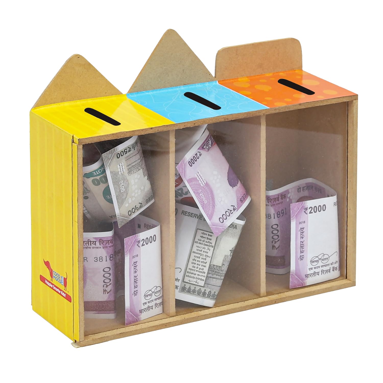 CocoMoco Kids Piggy Bank for Kids Return Gift, Three Compartments Share Save Spend Learn Financial Responsibility, Boys and Girls of All Ages, Teens, Made of MDF & Acrylic (B0D921BD15) Amazon Price History, Amazon Price Tracker