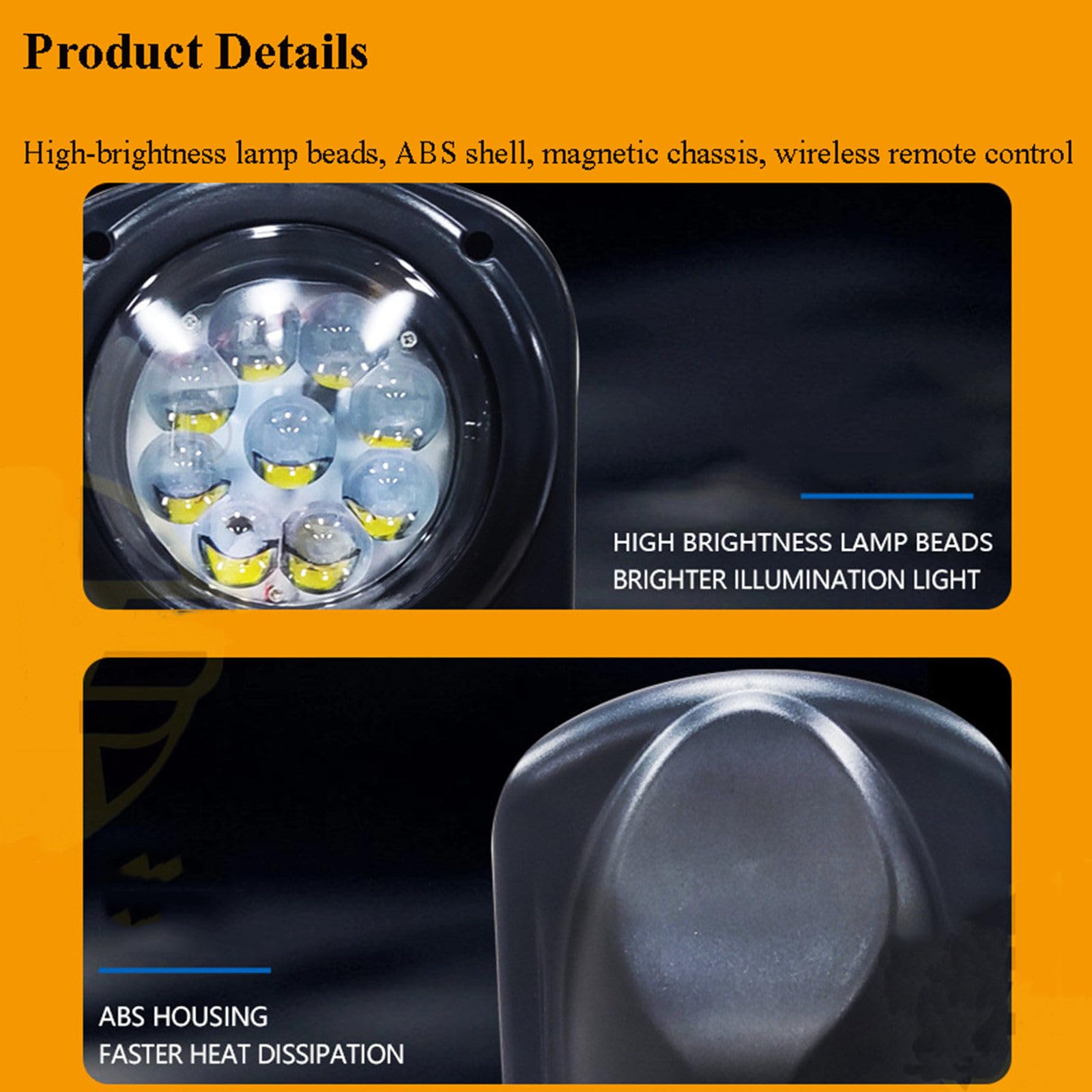 Projecteur LED 120W 8000LM – 9-32V, Télécommande, Rotation 360°, IP67, Magnétique, Pour Véhicule Et Bateau