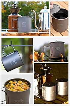 Amazon | WAQ チタンマグカップ 450ml (蓋付き) キャンプ用 直火