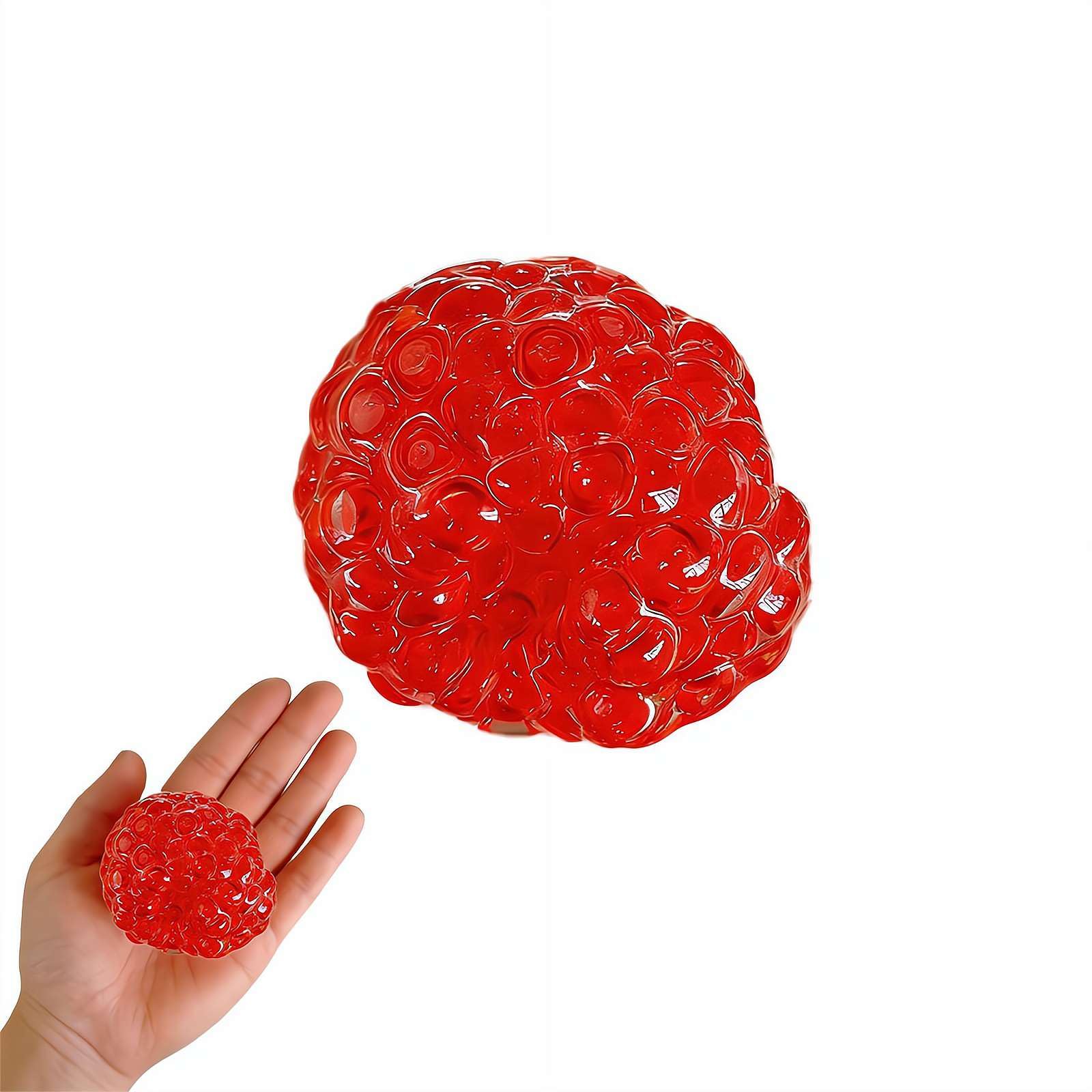Soft Flexible Transparent Glass Noise Ball Fidget Ball Stress Relief Squeeze Balls with Glass Bead Inside Bubble Touch Sensory Balls for Anxiety Relief Desktop Sensory Play Gift