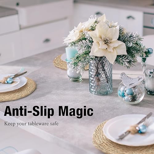 Miniatura 6 de Juego de 6 manteles individuales de mimbre trenzadotejido, antideslizantes, resistentes al calor, paja natural para mesa de comedor, accesorios de