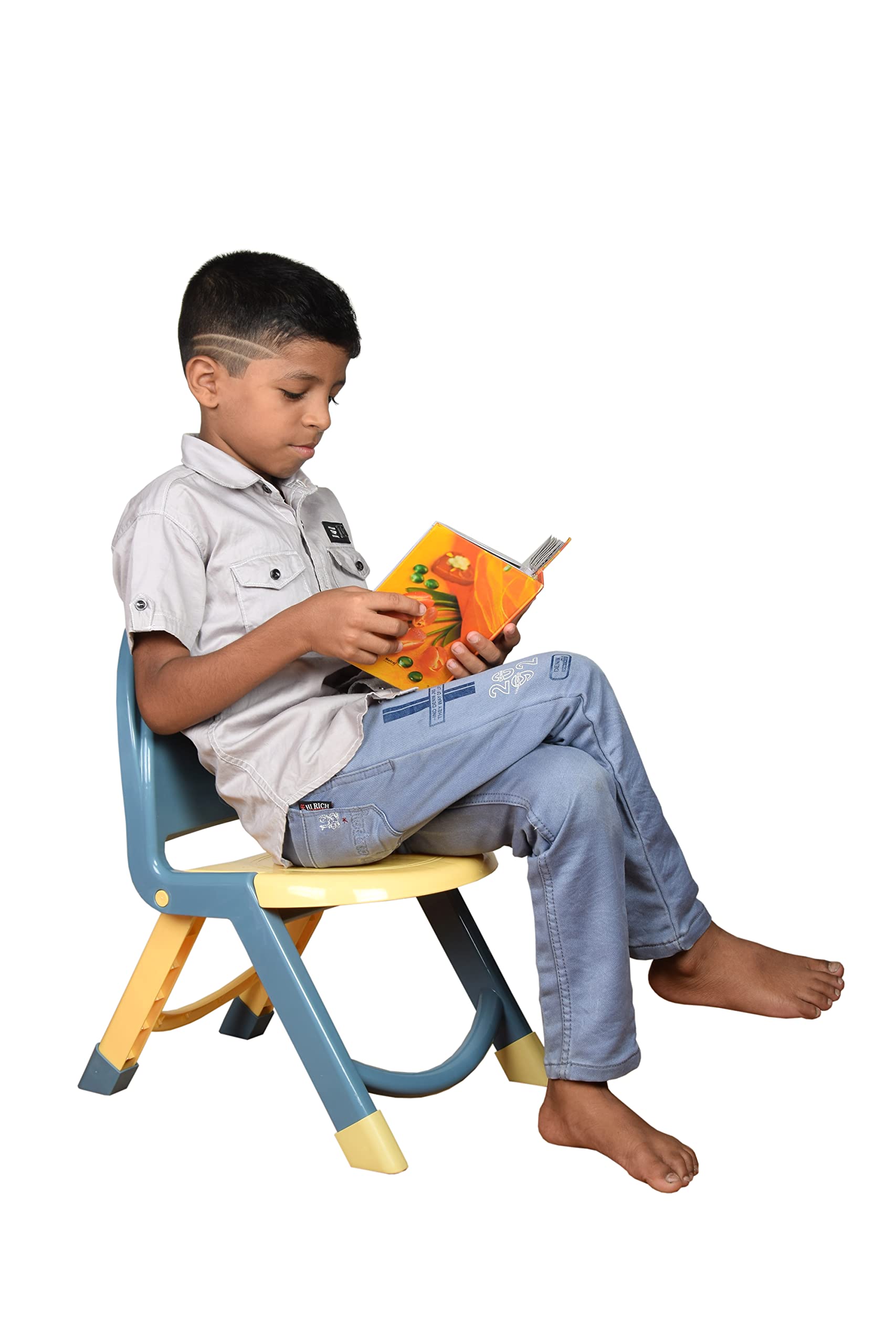 Nabhya Sturdy Kids Foldable Chair with Back Support Strong and Durable Plastic Chair for Kids(Weight Capacity 80 Kg Can Be Use by Adult Also) (Yellow) 1