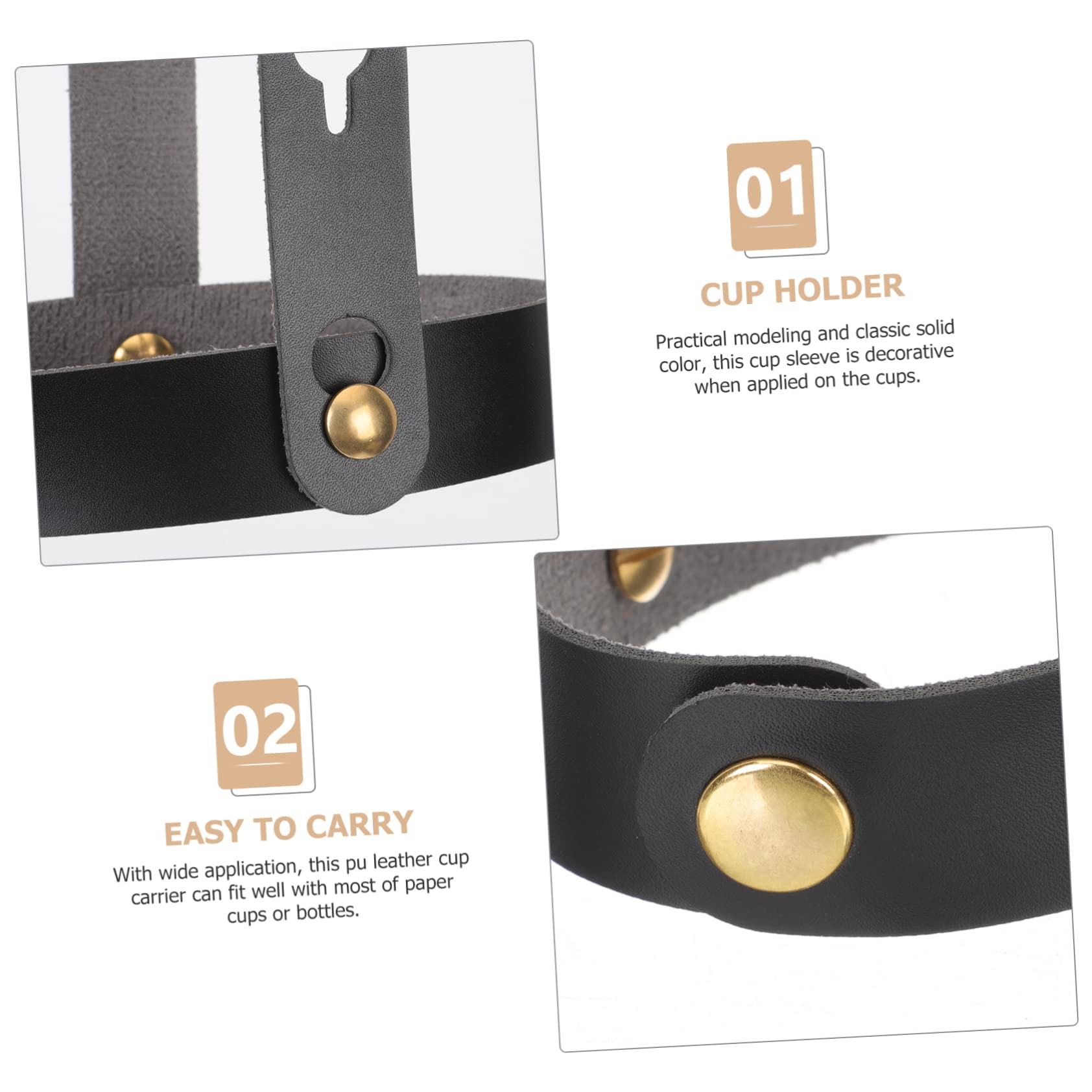 PRETYZOOM Handheld Cup Sleeve Adjustable Drink Carrier for Hot Cold Beverages PU Material for Coffee Milk Tea Lightweight Easy to Carry