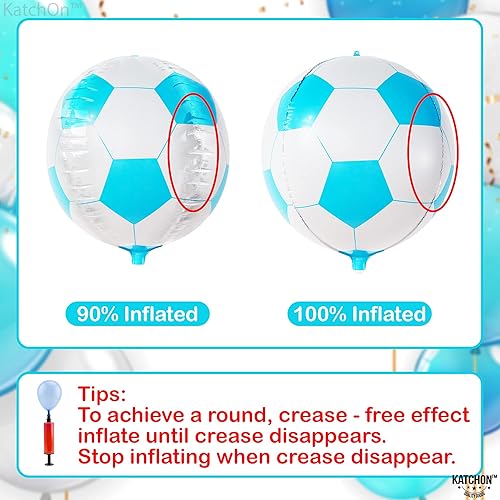 Miniatura 7 de KatchOn, Globos de fútbol azules grandes de 22 pulgadas, paquete de 6, globos azules de fútbol  Globos de fútbol azules y blancos de Mylar para