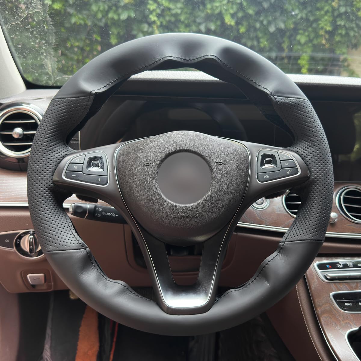 MEWANT Lenkradbezug zum Nähen für Schwarzer für Mercedes W205 C117 C218