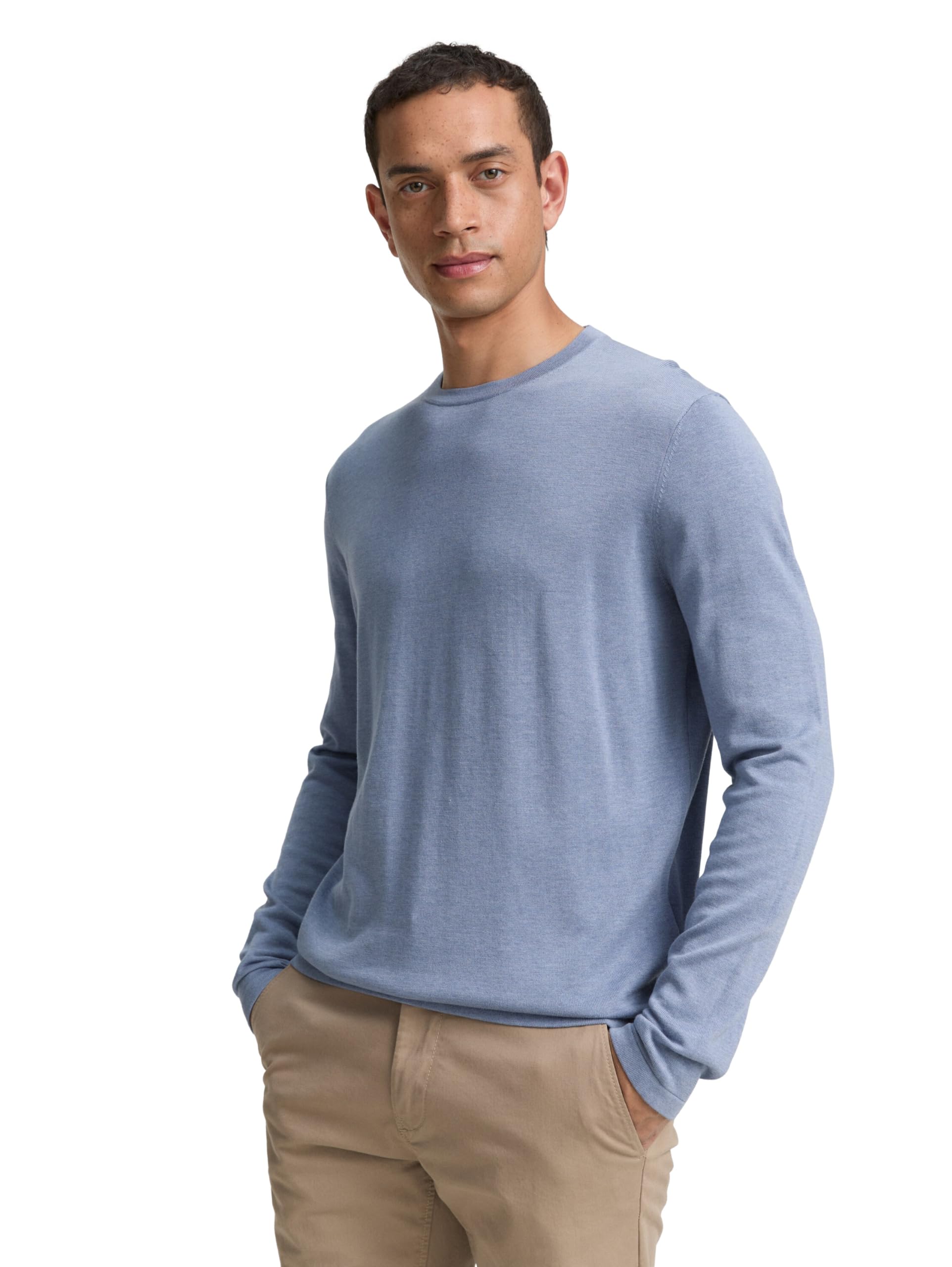 TOM TAILOR Herren Softtouch Strickpullover mit Seide