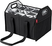 Collapsible 12 Bottle Wine Carrier - Reusable Portable Storage Box for Tote Bag, Moving, Vacation, Bottle Caddy, Grocery Shopping, Wine Tasting (Black)
