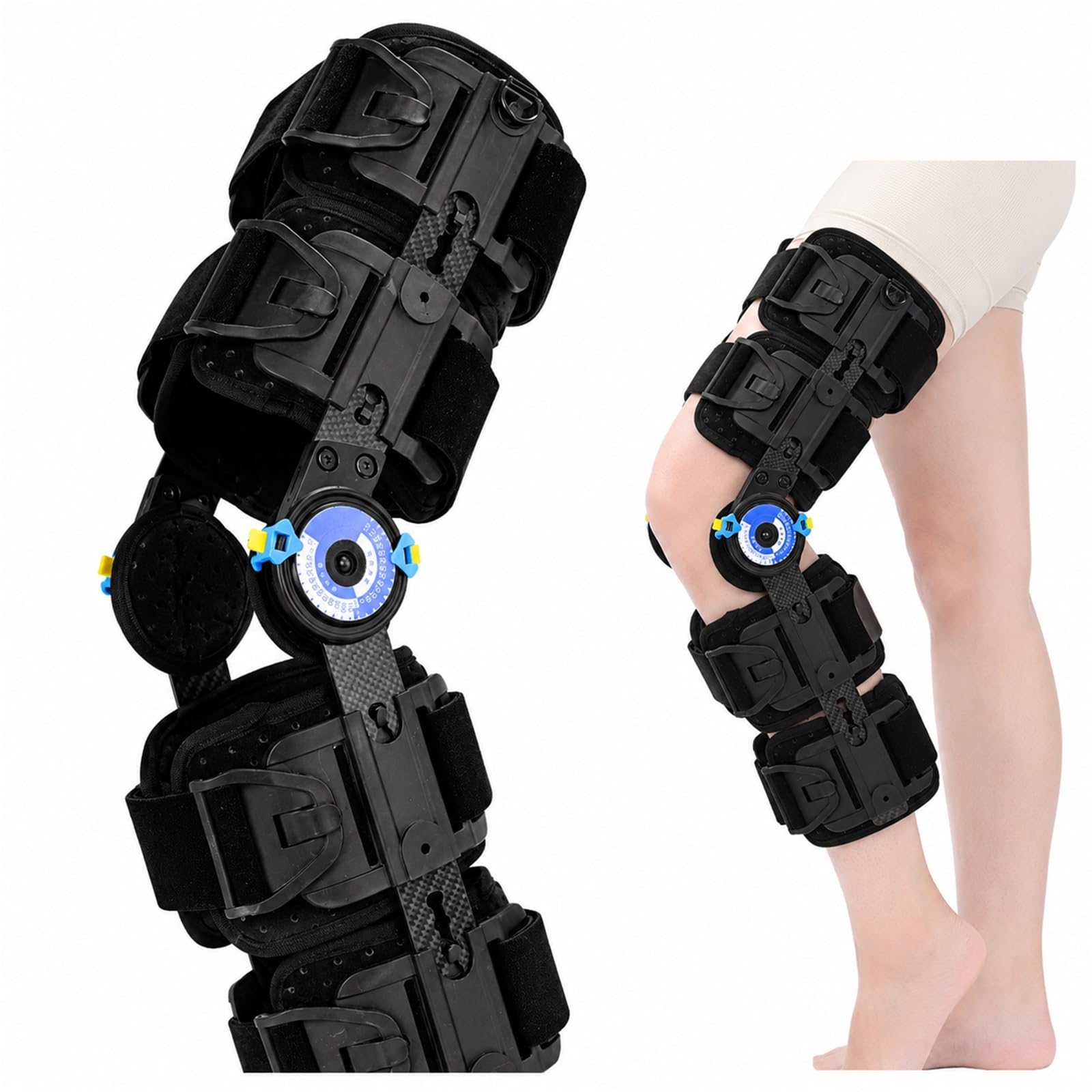 Tutore Ginocchio Articolato ROM Professionale Ortesi Post Operatorio Regolabile per Menisco Legamenti ACL MCL PCL Supporto Ortopedico Gamba Destra e Sinistra Uomo Donna