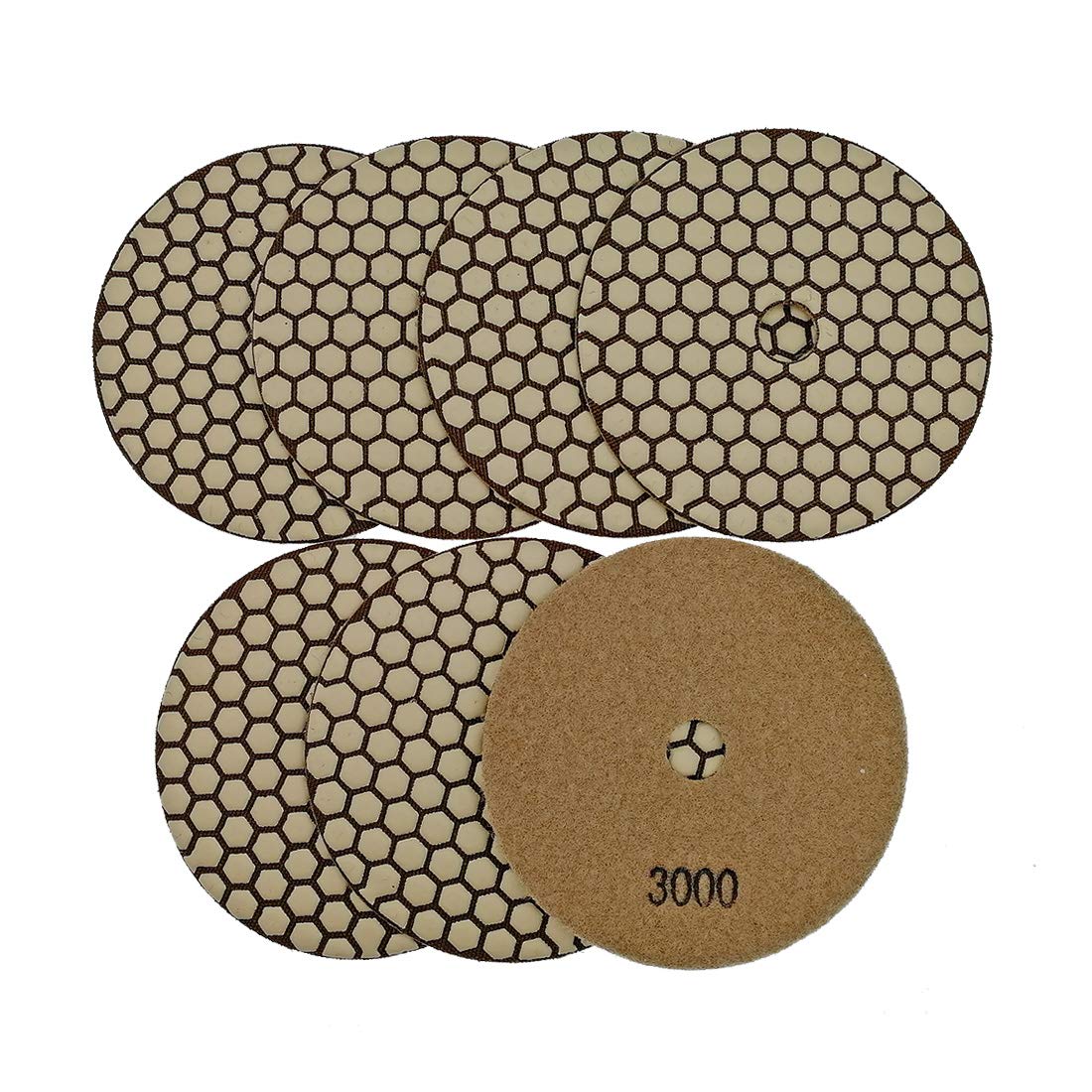 SHDIATOOL Diamante Almohadilla de Pulido 7 Piezas Grano 3000 para Pulir en Seco Mármol Granito Piedra Cerámica Dia 125mm/5 Pulgadas