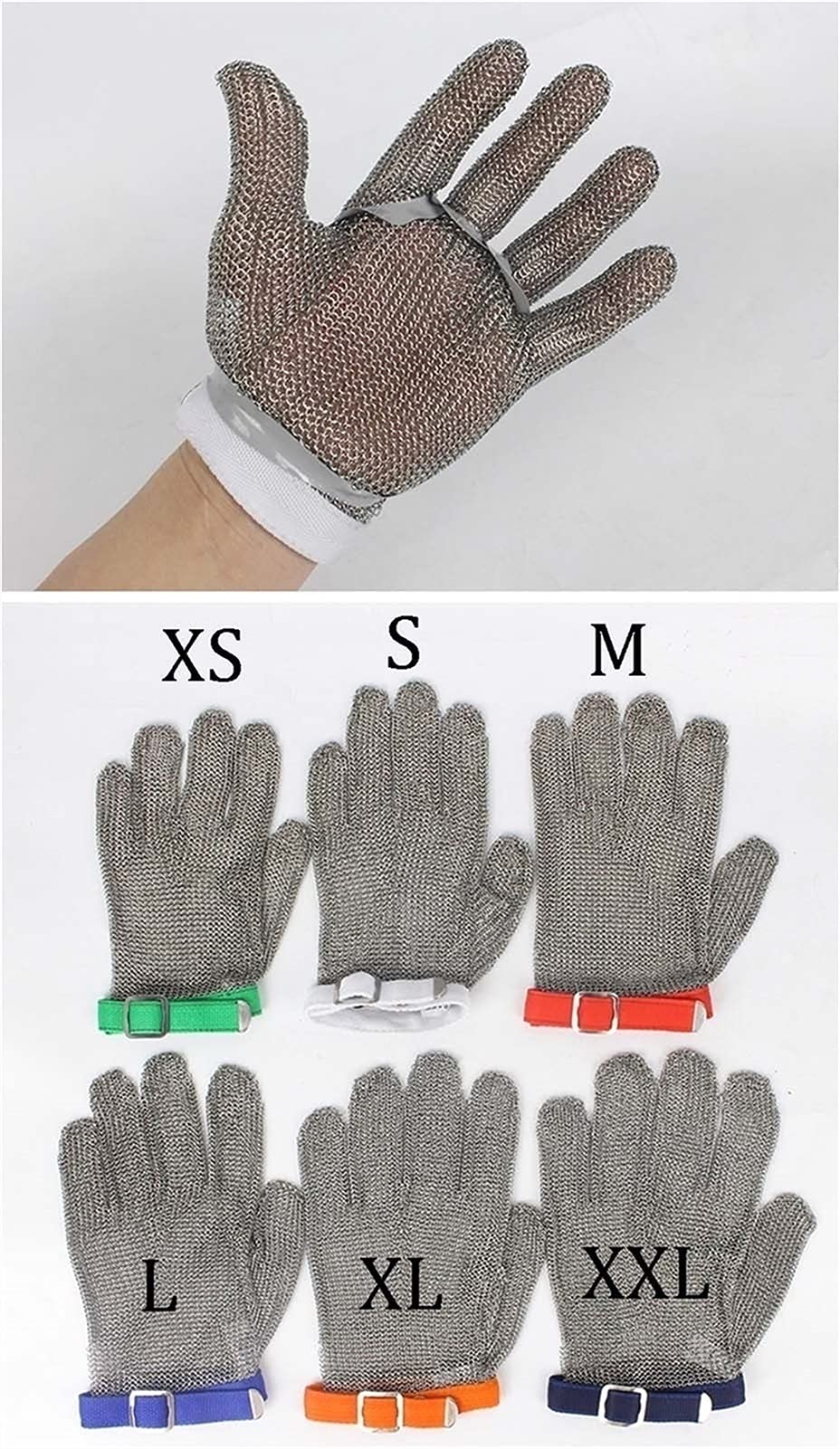 WXYZ Guantes de protección Protectora de Grado 9, Guantes de Trabajo de Seguridad de Alambre de Acero de Alta Resistencia, for Sacrificio/Asesinato de Pescado/fábrica
