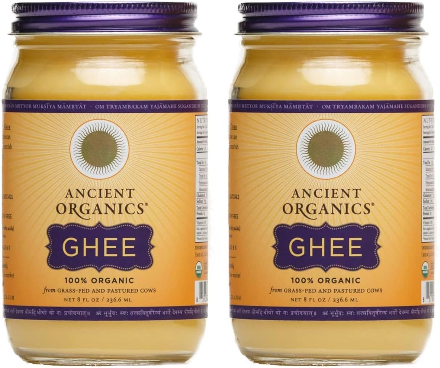 Ancient Organics 100% Ghee of Grass Fed Cows - 2 x 8oz