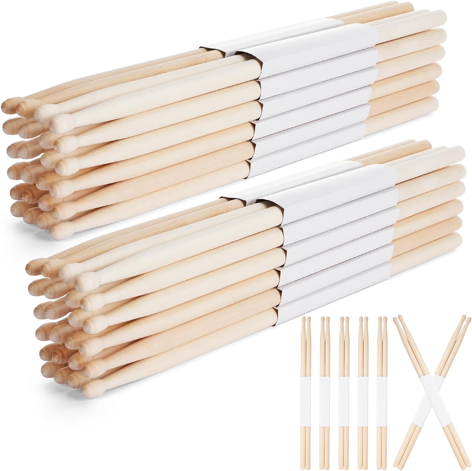 24 Pairs 5b Drum Sticks, Classic Maple Drumsticks for Adults Kids and Beginners, Oval Wood Tip Drum Sticks for Jazz Drums Electronic Drums Musical Instrument Percussion