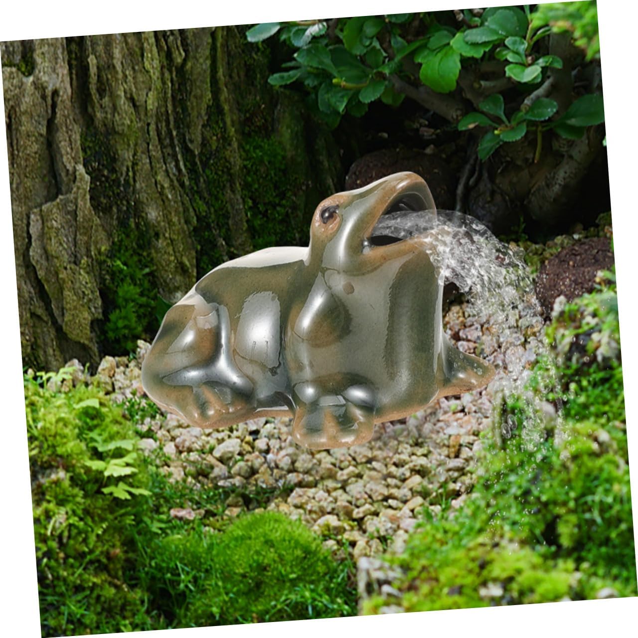 2pcs Frog Fountain Decor for Outdoor Garden Water Circulating Waterfall Ornaments Weather-Resistant Frog Statues for Fish Tanks and Landscapes