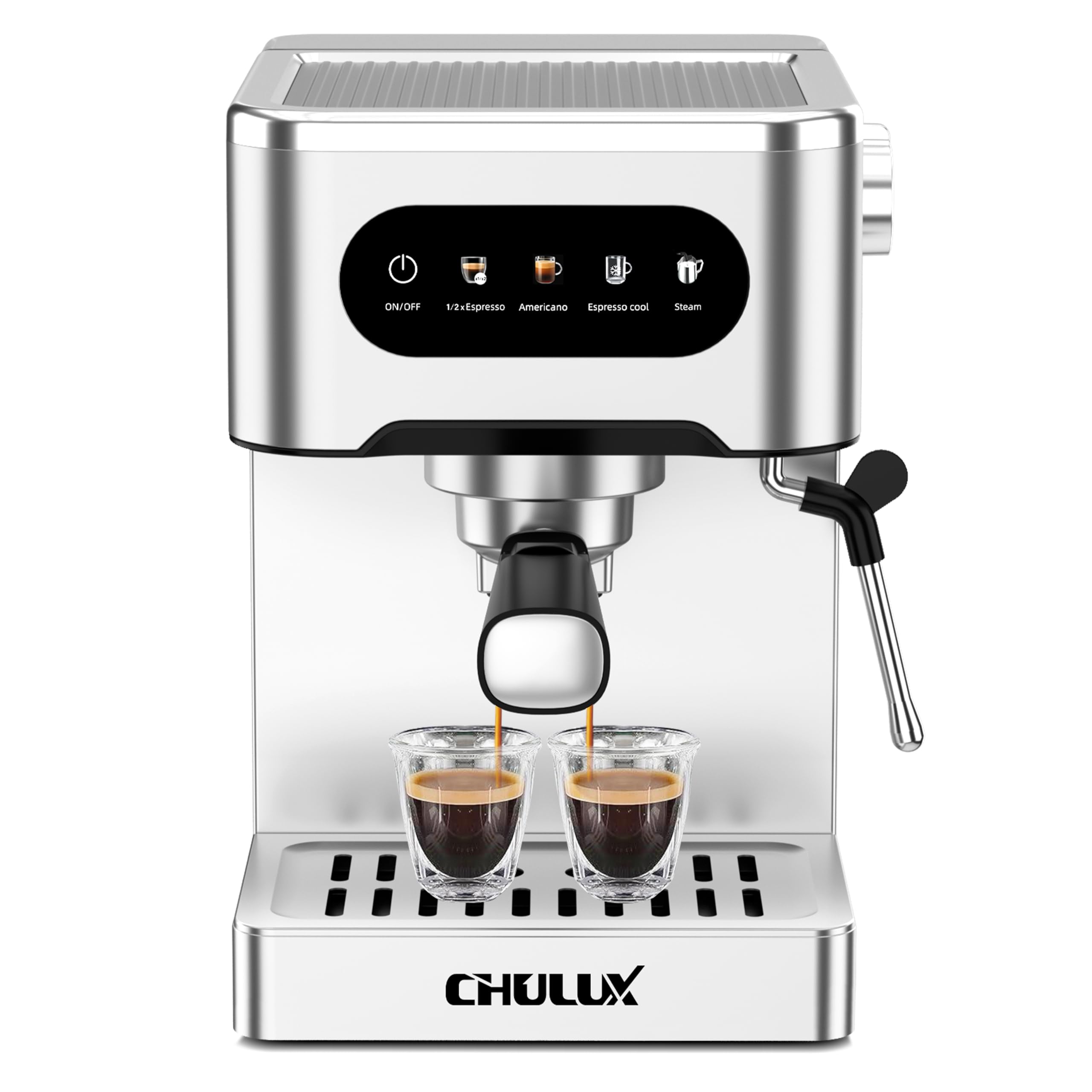 CHULUX Cube Espresso Machine with Milk Frother Steam Wand 20 Bar Professional Italian Pump Semi Automatic Espresso Coffee