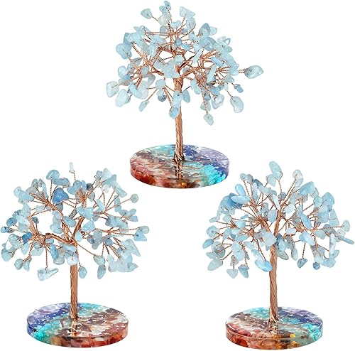 Miniatura 4 de Nupuyai Árbol de cristal de cuarzo curativo natural hecho a mano con base de resina de piedras redondas de chakras, alambre de cobre, bonsái de