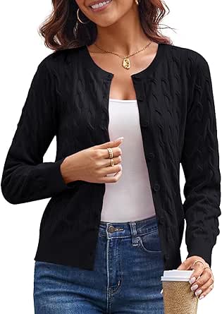 Grace Karin Women's Lightweight Cardigan V Neck Lace 3/4 Sleeve Button Front Sweaters