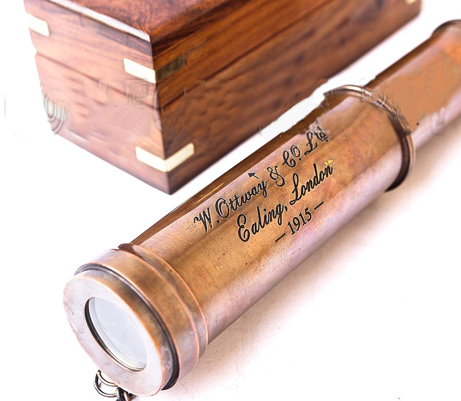 Amazon.co.jp: ヴィンテージ銅仕上げTelescope with Woodenボックス