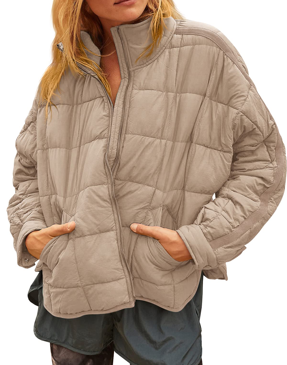 Foakwety Womens Casual Lightweight Quilted Puffer Jacket Long