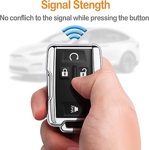 Miniatura 5 de Sindeda - Funda para llave Chevrolet con llavero de protección completa suave, carcasa para llave compatible con Colorado Silverado Suburban Tahoe