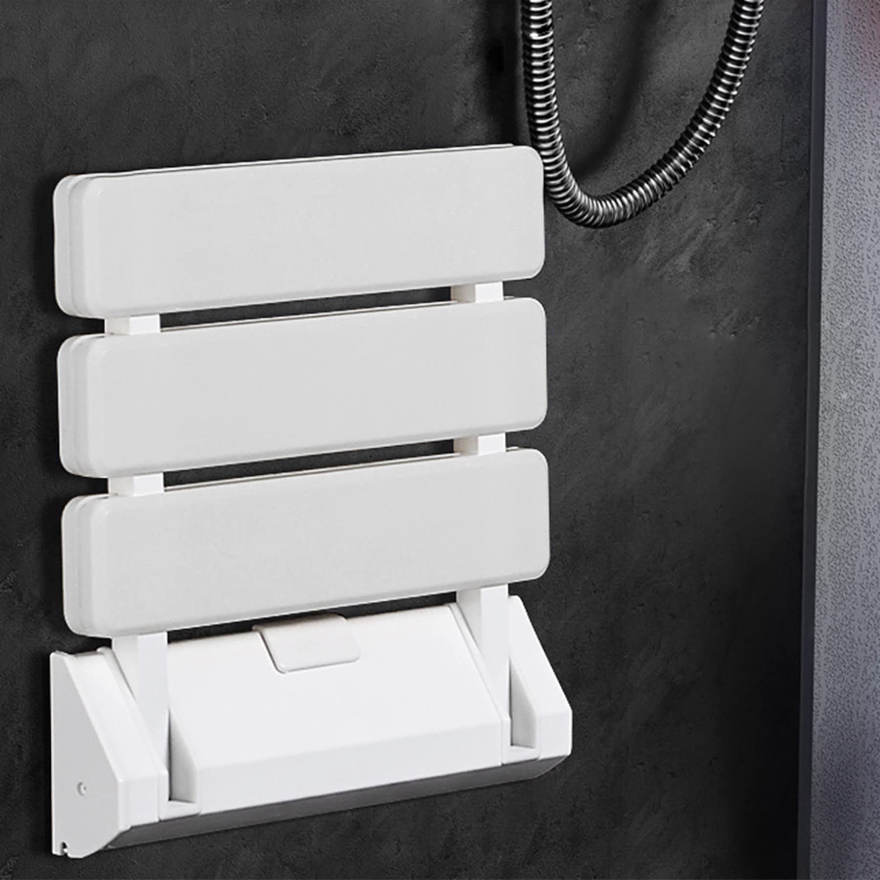 Sedia x doccia anziani - sedia doccia disabili - Sedile richiudibile - seggiolino per doccia pieghevole con montaggio a parete, max 100 kg，33 * 32 * 5 cm (bianco)